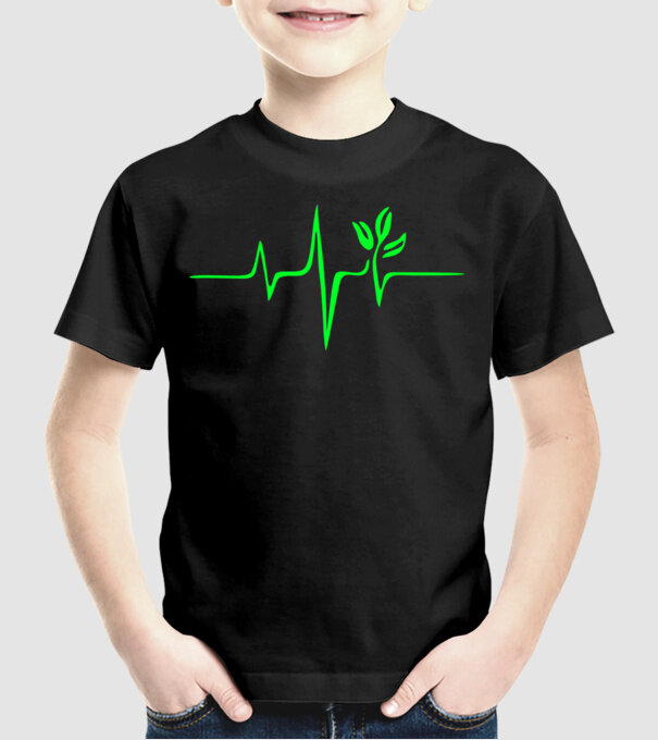 vegan heartbeat model negru pe tricou
