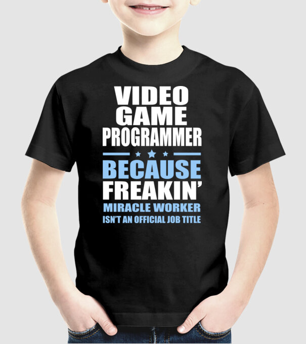 Video game Programmer model negru pe tricou