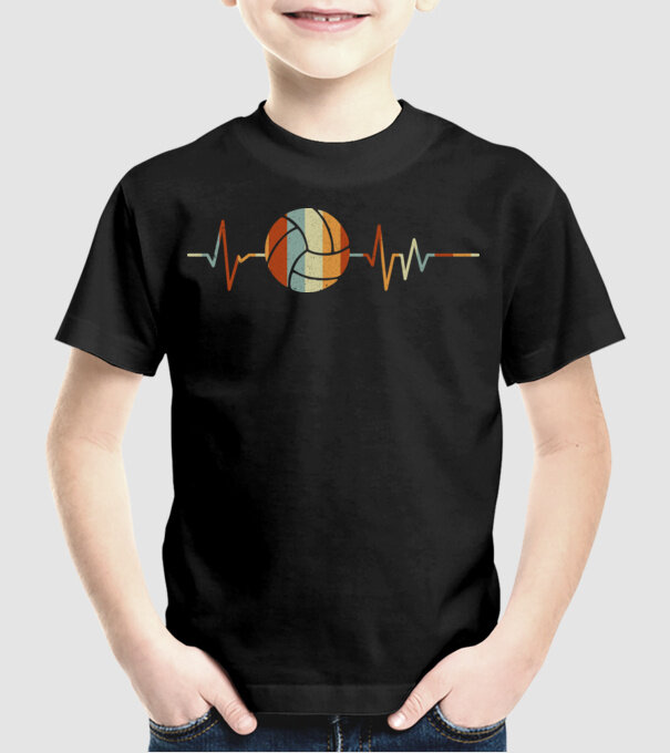 Volleyball heartbeat model negru pe tricou