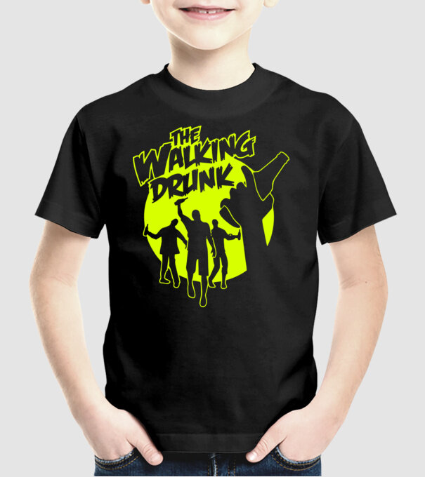 Walking Drunk model negru pe tricou