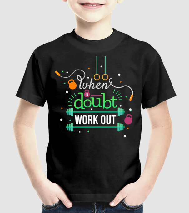 When in doubt model negru pe tricou