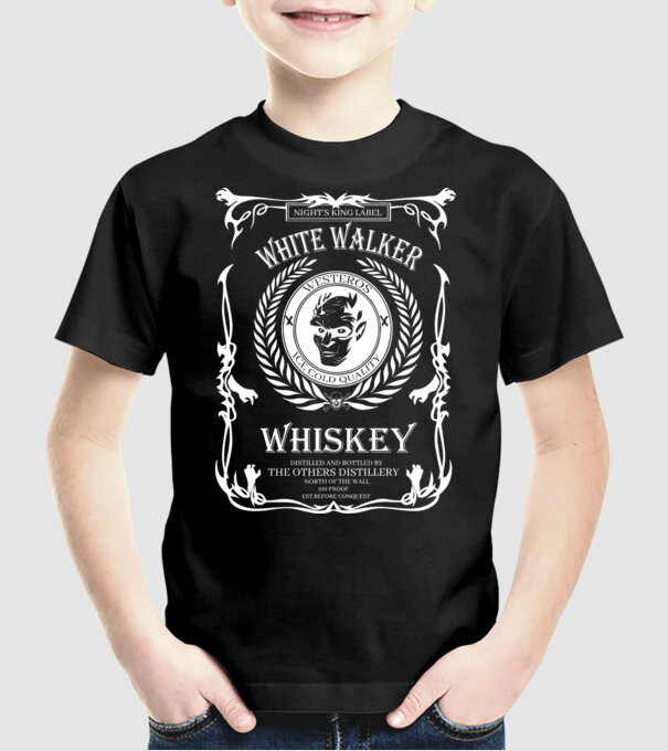 Whiskey White Walker model negru pe tricou