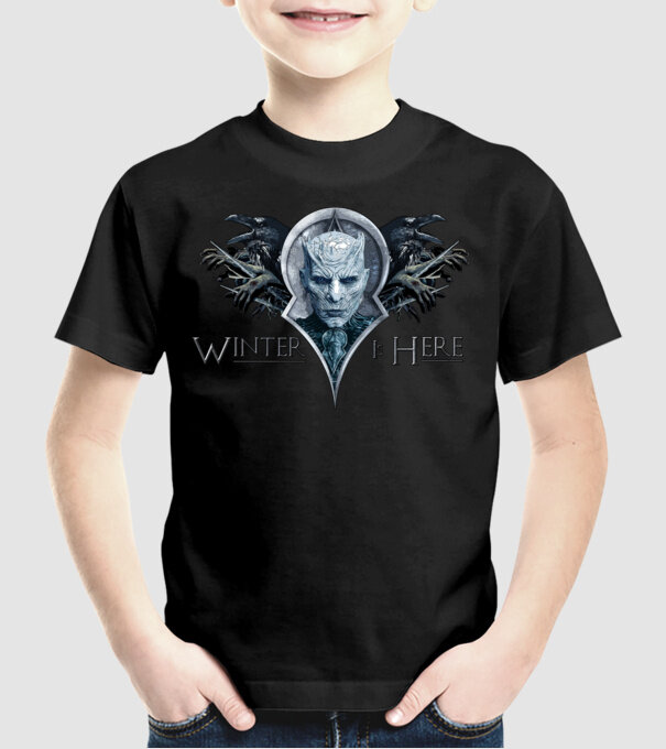 Winter is Here model negru pe tricou