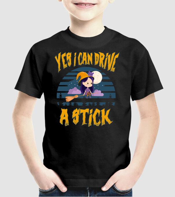 Yes, i can drive a stick model negru pe tricou