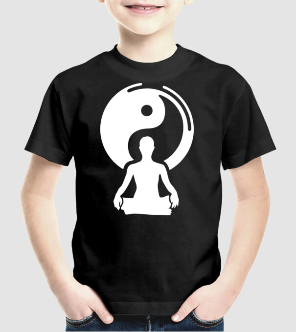 Meditație Yin yang model negru pe tricou