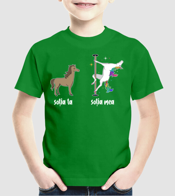 soția ta - soția mea model verde pe tricou