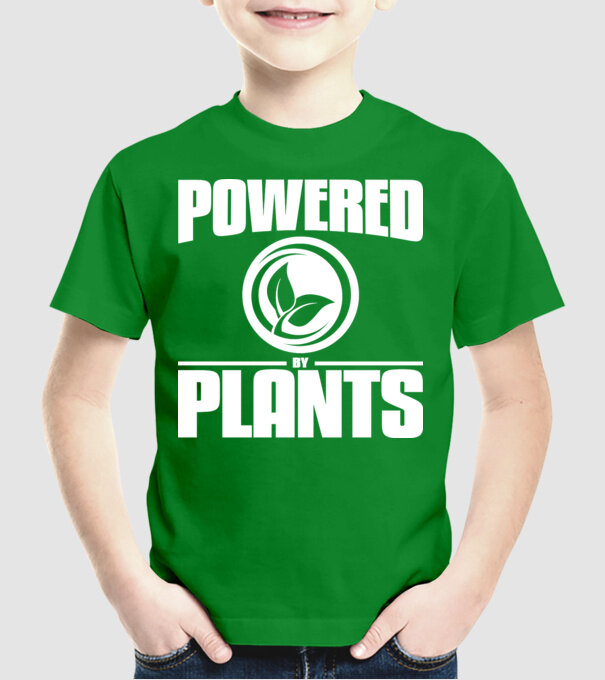 powered_by_plants model verde pe tricou