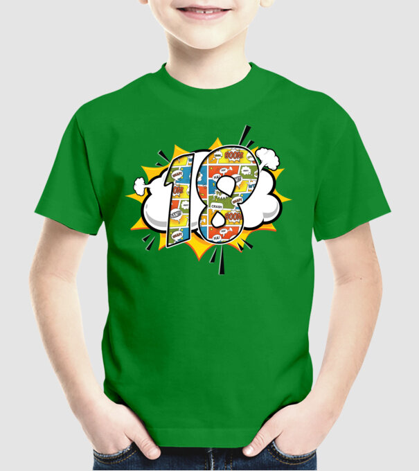 Birthday Comic Number 18 model verde pe tricou