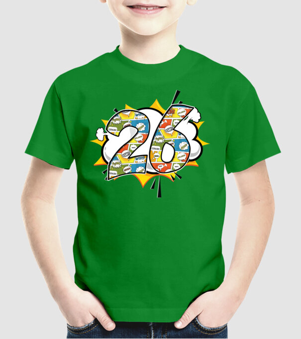 Birthday Comic Number 26 model verde pe tricou