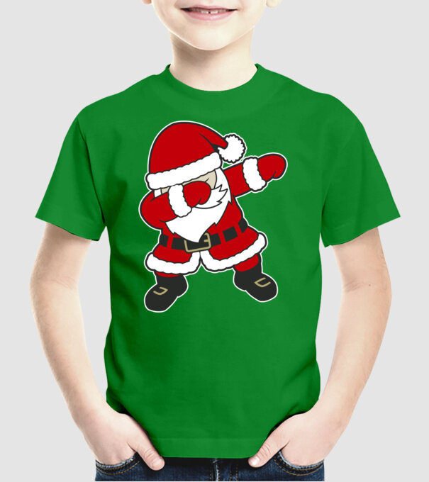 Dabbing Santa model verde pe tricou