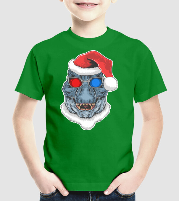 Santasaurus Rex model verde pe tricou