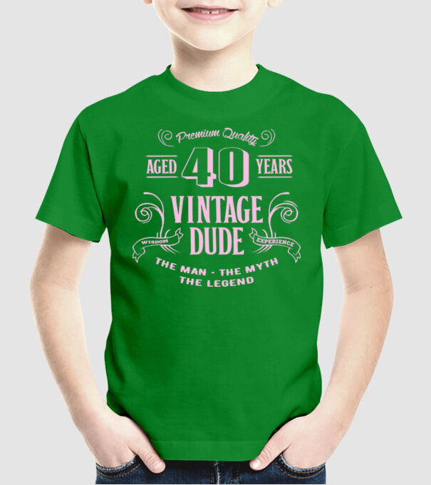 Vintage Dude - 40 model verde pe tricou