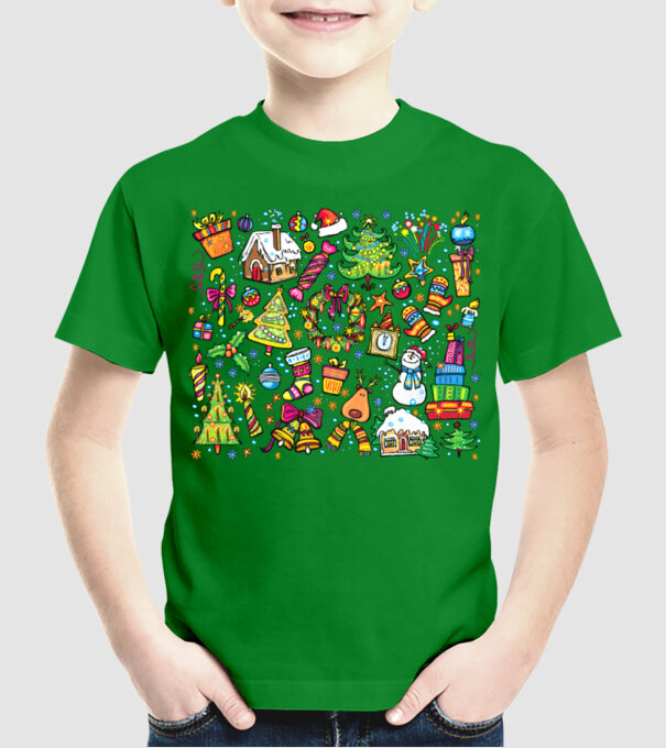 Xmas elements model verde pe tricou
