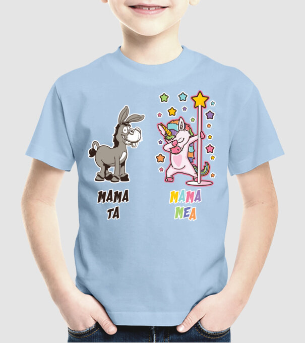 mama ta - mama mea model albastru deschis pe tricou
