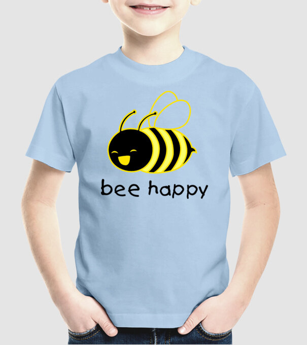 bee happy model albastru deschis pe tricou