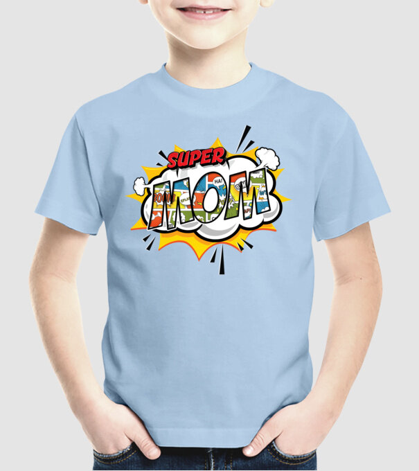 Comic Mom model albastru deschis pe tricou