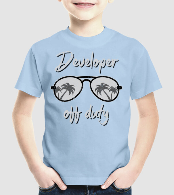 Developer off duty model albastru deschis pe tricou