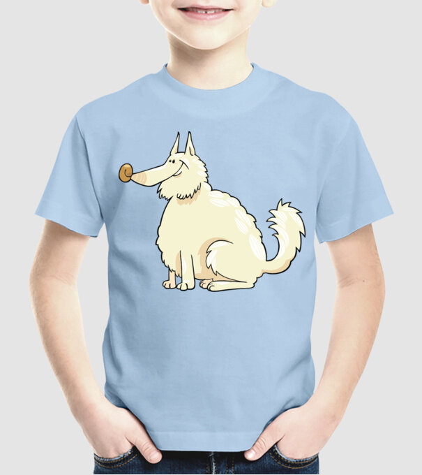Dog silhouette model albastru deschis pe tricou