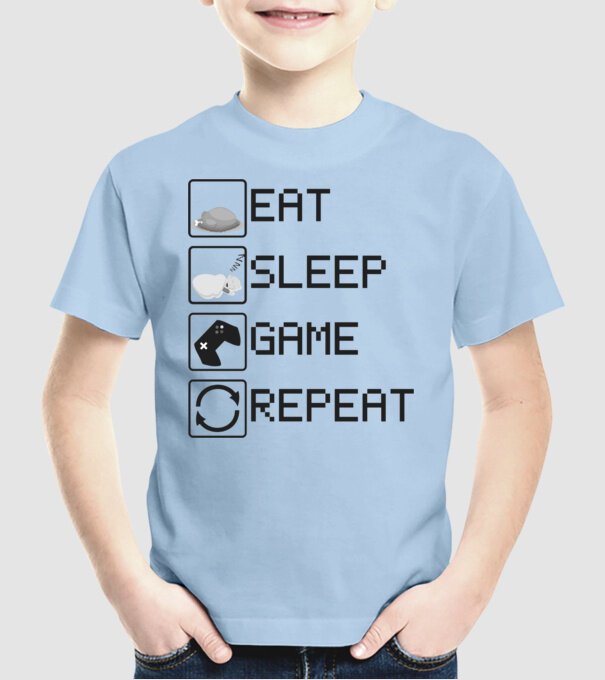 O zi de gamer model albastru deschis pe tricou