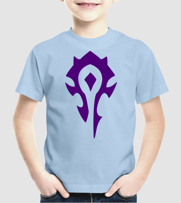 horde PvP model albastru deschis pe tricou