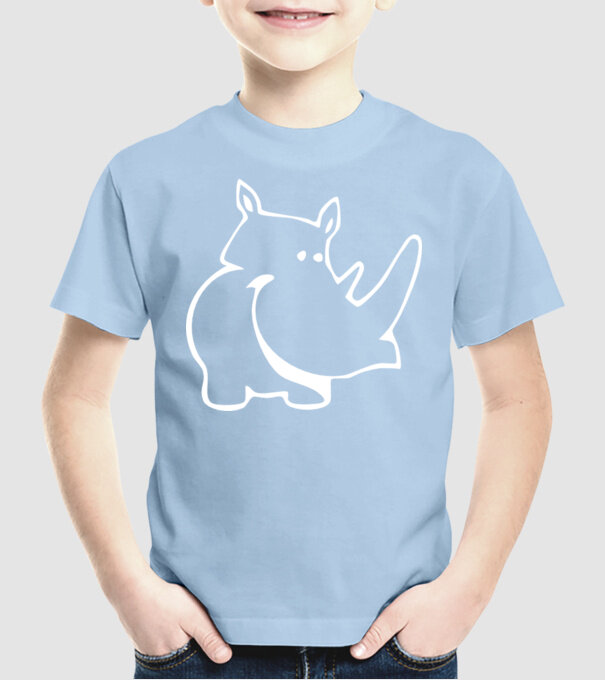 Rinocer model albastru deschis pe tricou