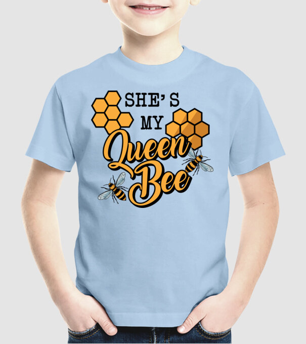 Queen Bee model albastru deschis pe tricou