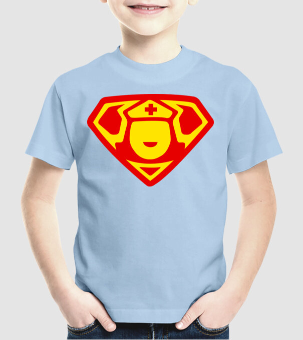 super nurse model albastru deschis pe tricou