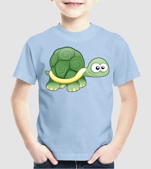 Turtle model albastru deschis pe tricou