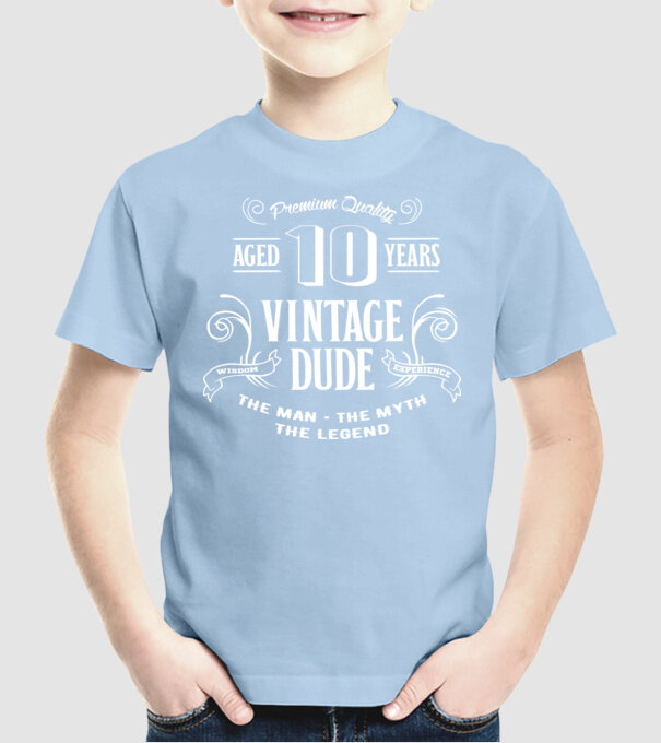 Vintage Dude - 10 model albastru deschis pe tricou