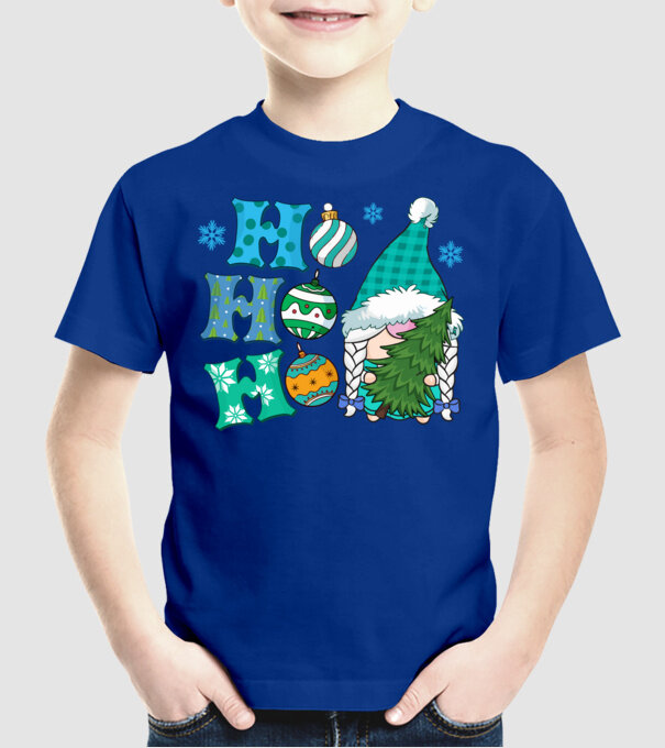 Ho-ho-ho gnome model albastru regal pe tricou