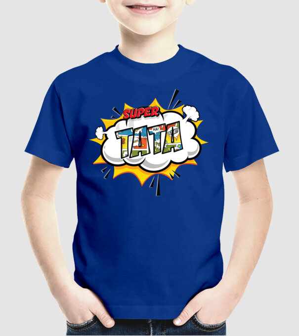 Super tata model albastru regal pe tricou