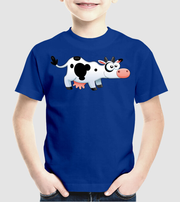 Cow model albastru regal pe tricou