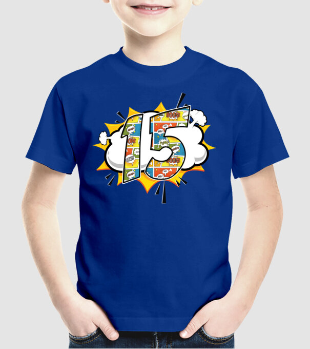 Birthday Comic Number 15 model albastru regal pe tricou