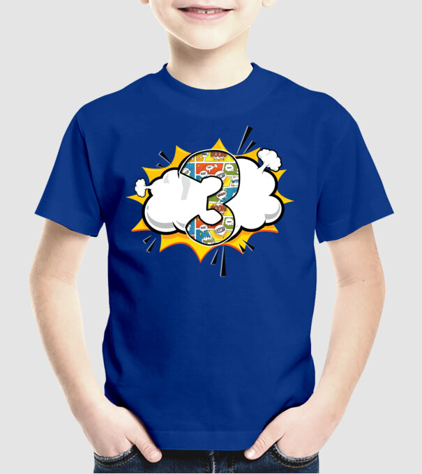 Birthday Comic Number 3 model albastru regal pe tricou
