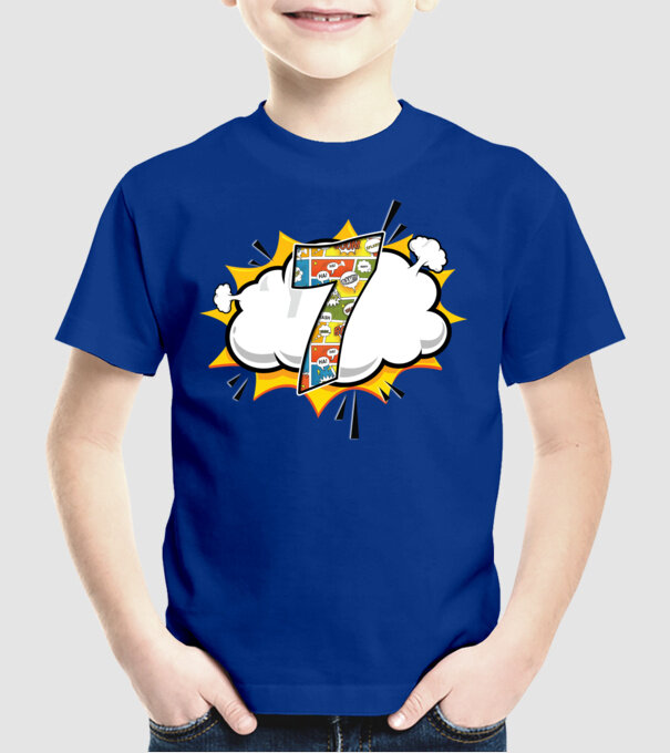 Birthday Comic Number 7 model albastru regal pe tricou
