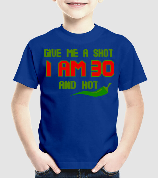 Give me a shot - 30 model albastru regal pe tricou