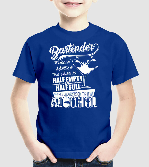 Half empty or half full model albastru regal pe tricou