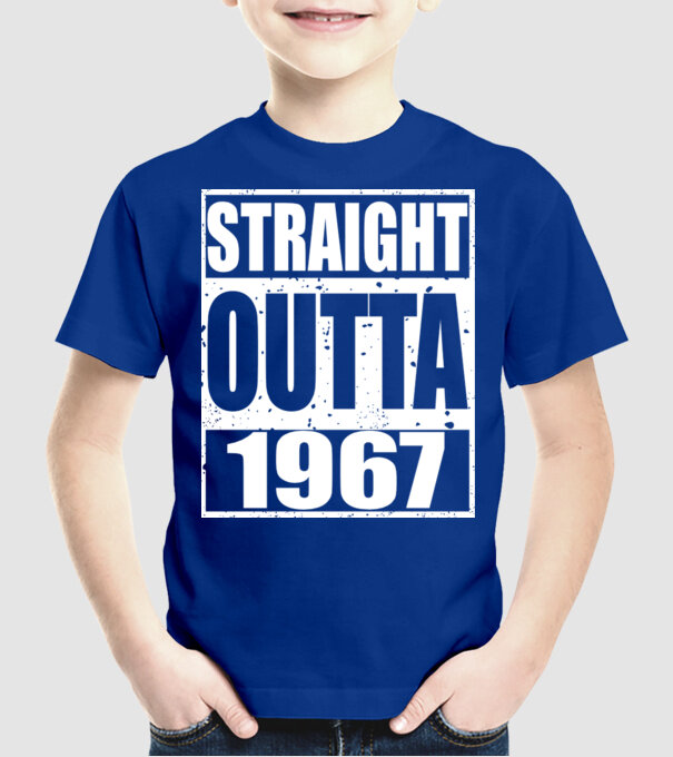 Straight Outta - 1977 model albastru regal pe tricou