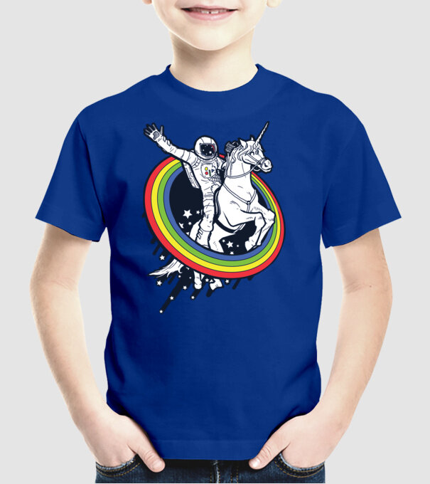 Unicorn Spaceman model albastru regal pe tricou
