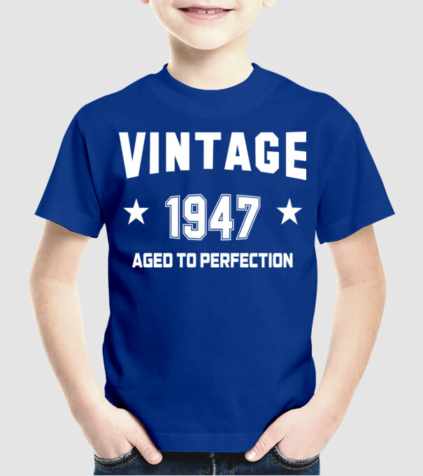 Vintage - 1947 model albastru regal pe tricou