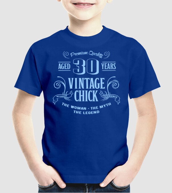 Vintage chick - 30 model albastru regal pe tricou