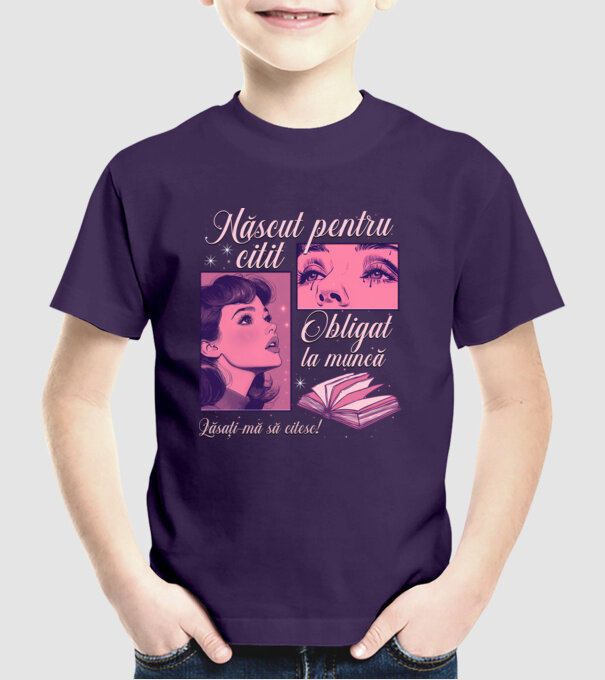 Născut pentru citit obligat la muncă lăsați-mă să citesc model mov pe tricou