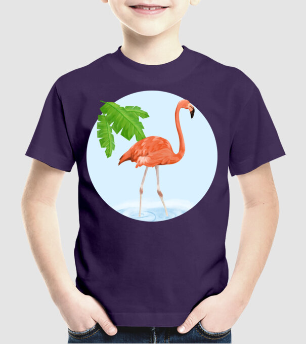 Flamingo model mov pe tricou