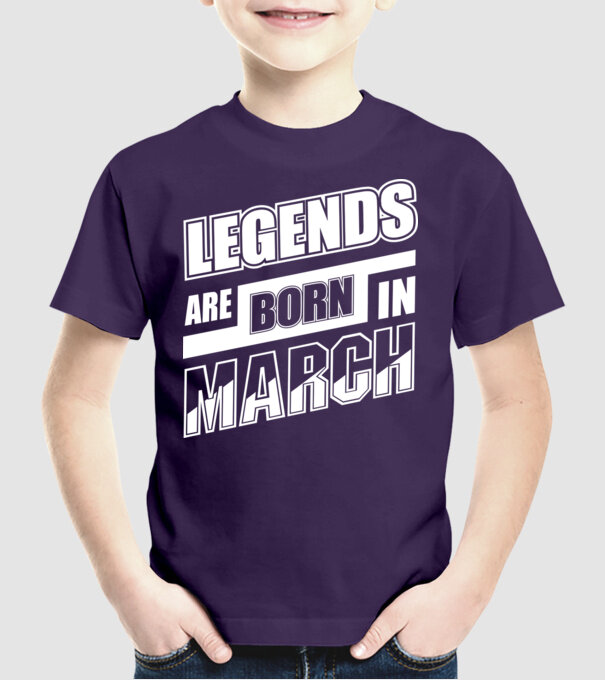 Legends are born in March model mov pe tricou