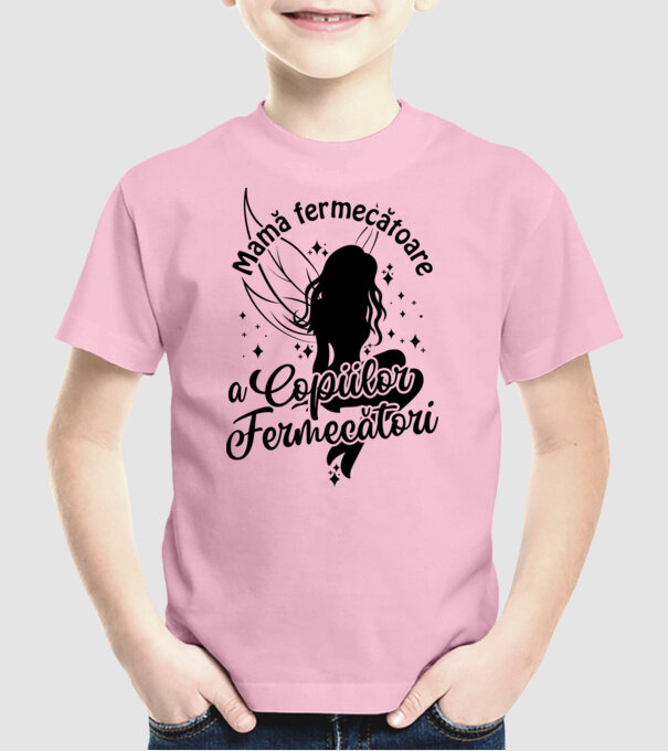 Mamă fermecătoare a copiilor fermecători model roz deschis pe tricou