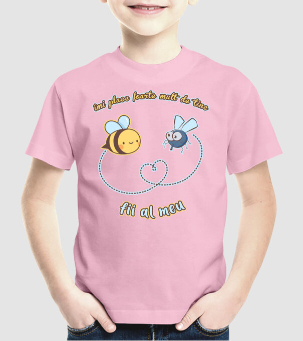 îmi place foarte mult de tine - fii al meu model roz deschis pe tricou