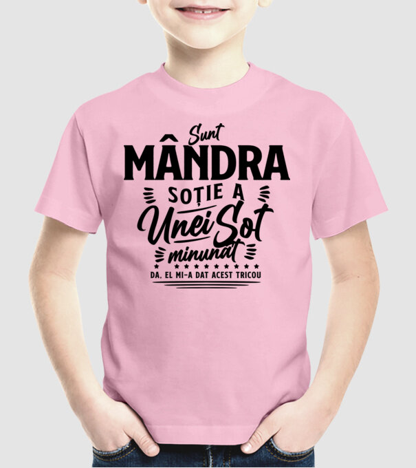 Sunt mândra soție a unui soț minunat - da, el mi-a dat acest tricou model roz deschis pe tricou
