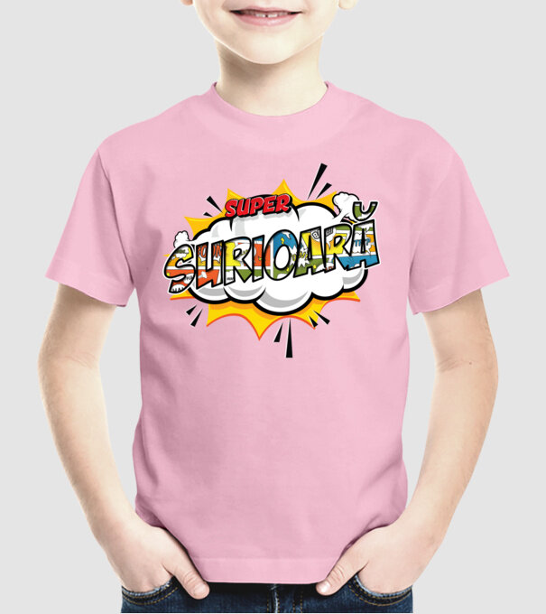 Super Surioară model roz deschis pe tricou