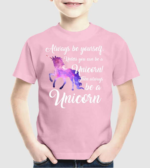 Always be UNICORN model roz deschis pe tricou