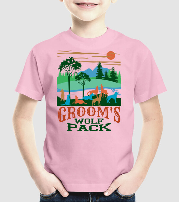 Grooms wolf pack model roz deschis pe tricou